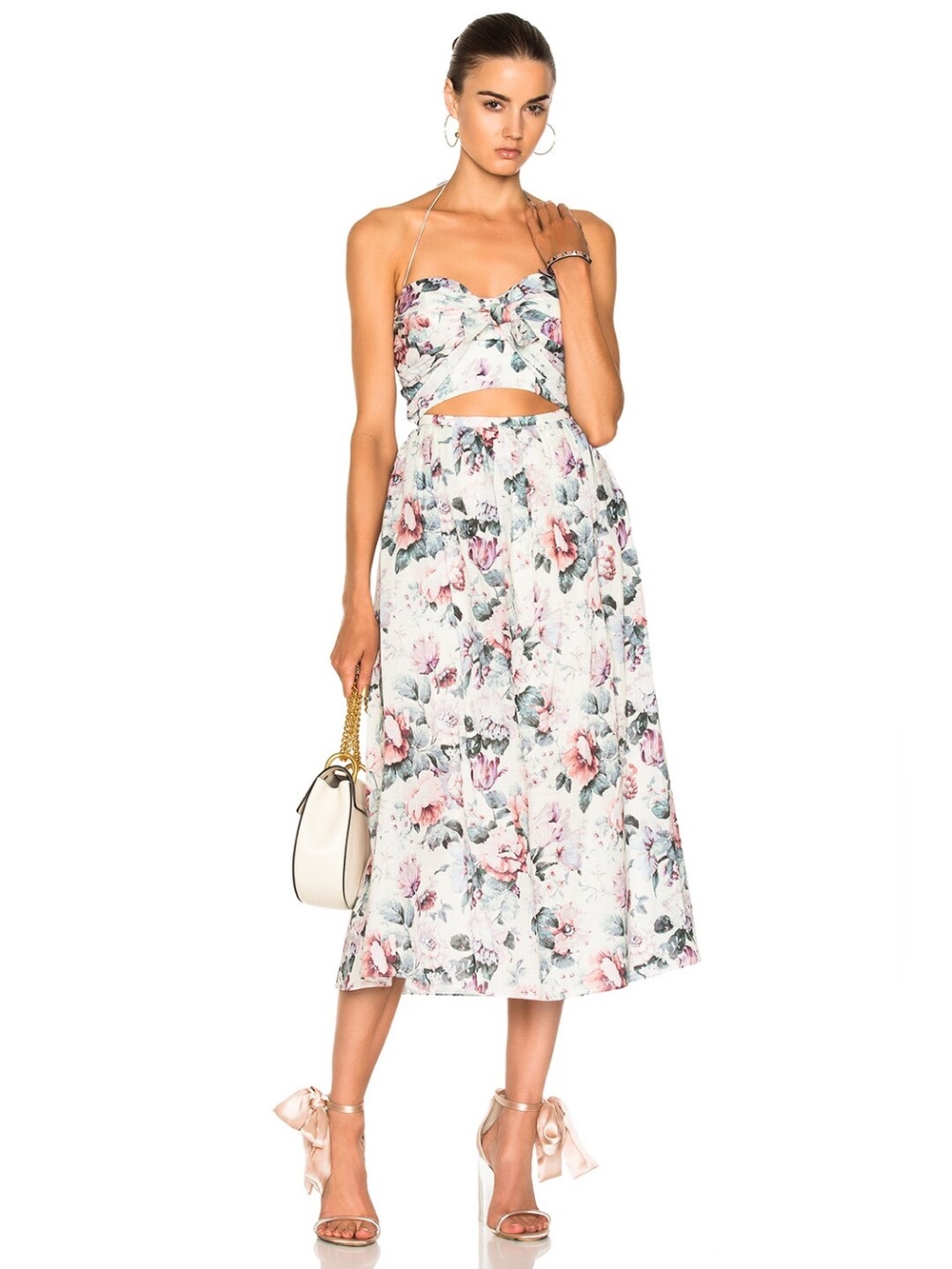Zimmermann White Floral Cutout Midi Skirt Dress